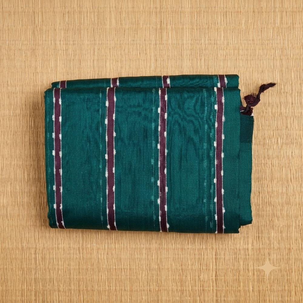 Teal Green & Deep Purple Handloom Handwoven Mangalagiri Silk Cotton Saree