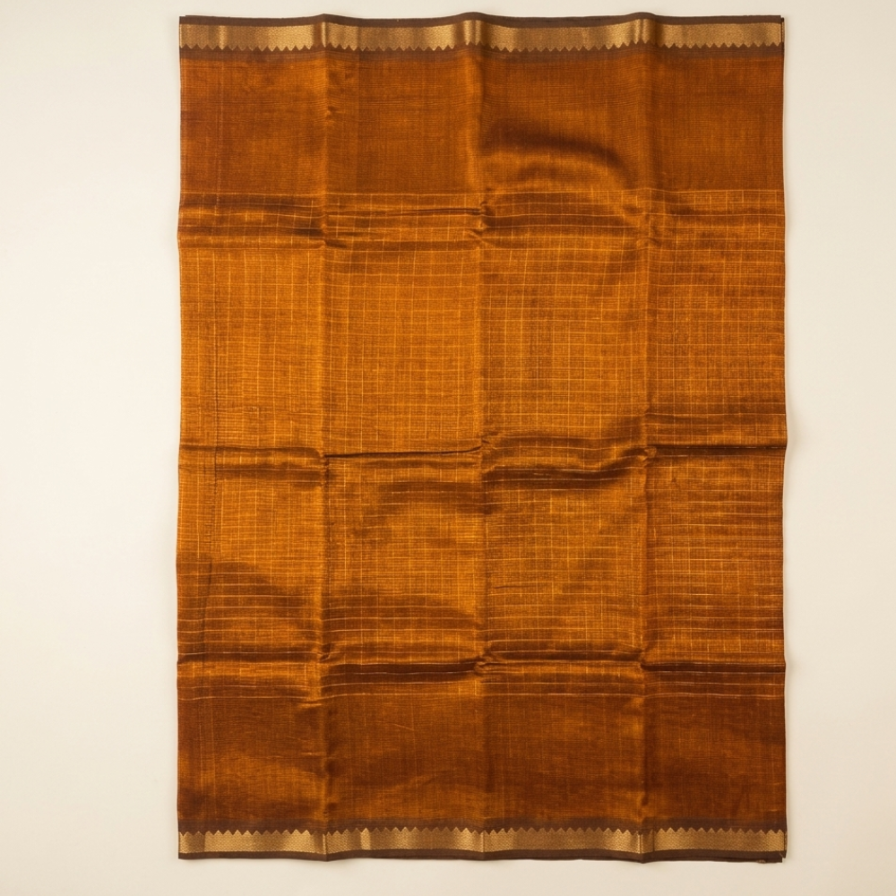 Bronze Colour Mangalgiri Silk Cotton Checked Sarees