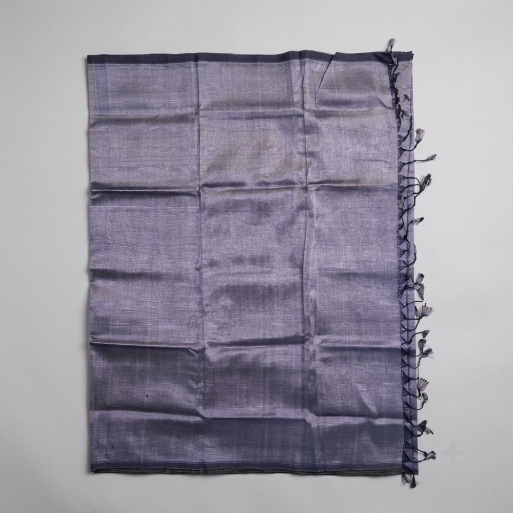 Deep Violet & Charcoal Grey Dual-Tone Mangalagiri Silk Cotton Saree