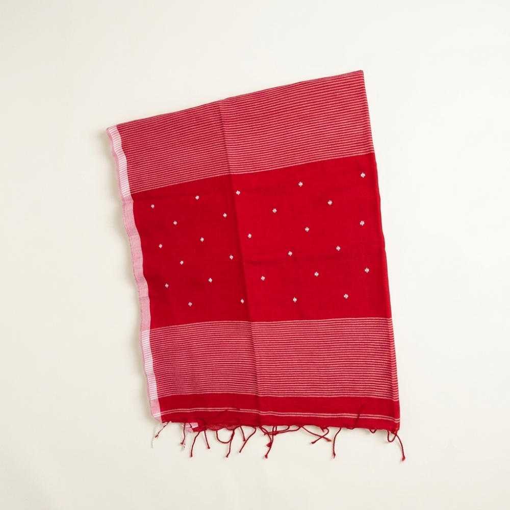 Mul Cotton Saree – Red color