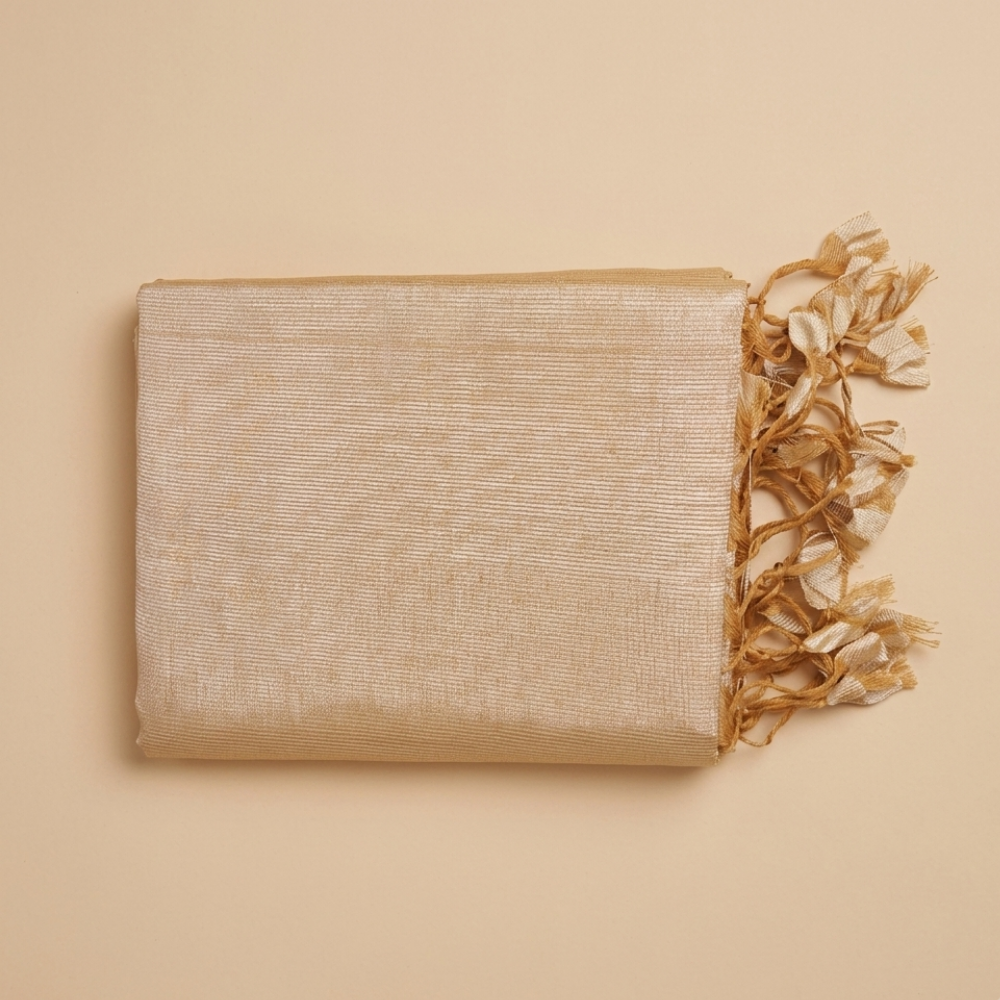 Golden Beige & Off-White Dual-Tone Mangalagiri Silk Cotton Saree