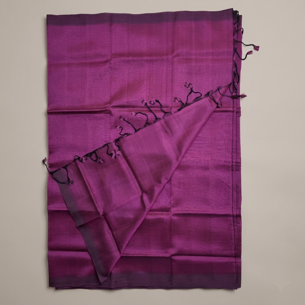 Deep Wine & Black Dual-Tone Mangalagiri Silk Cotton Saree