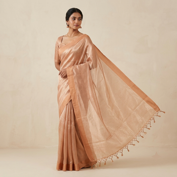 Golden Beige & Off-White Dual-Tone Mangalagiri Silk Cotton Saree