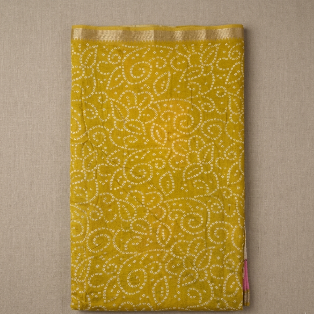 Pastel Pink & Olive Green Hand-Painted Style Floral Mangalagiri Silk Cotton Saree