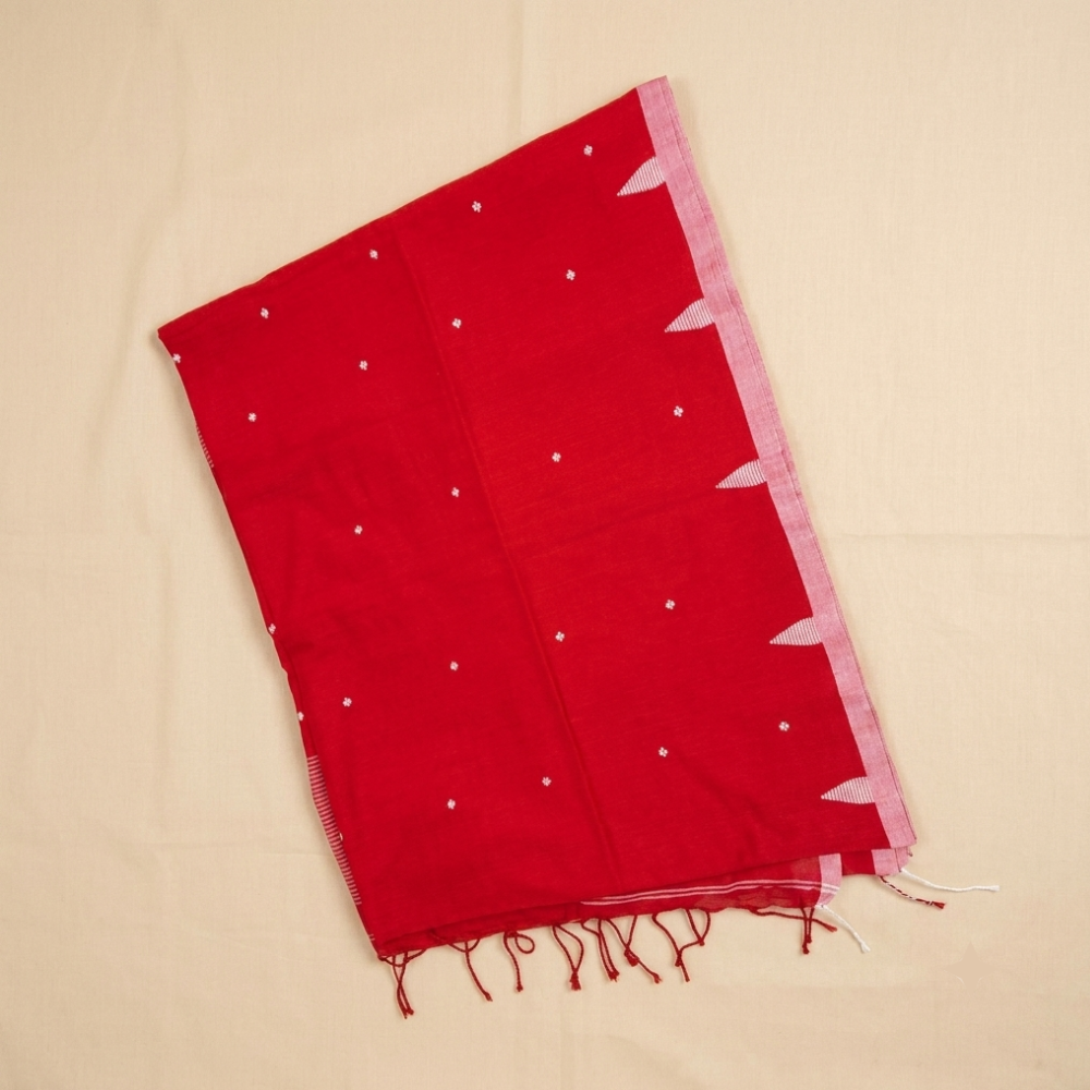 Mul Cotton Saree – Red color