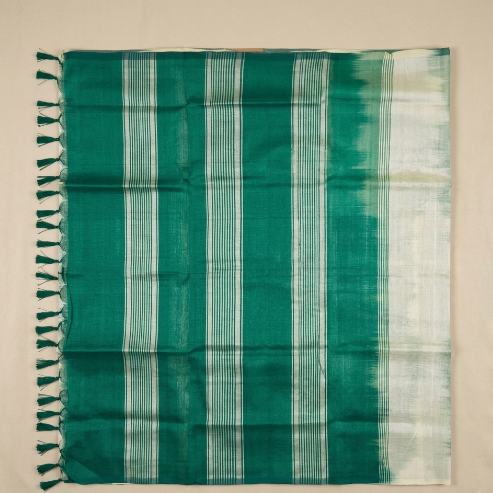 Mint Green & Deep Teal Dual-Tone Mangalagiri Silk Cotton Saree
