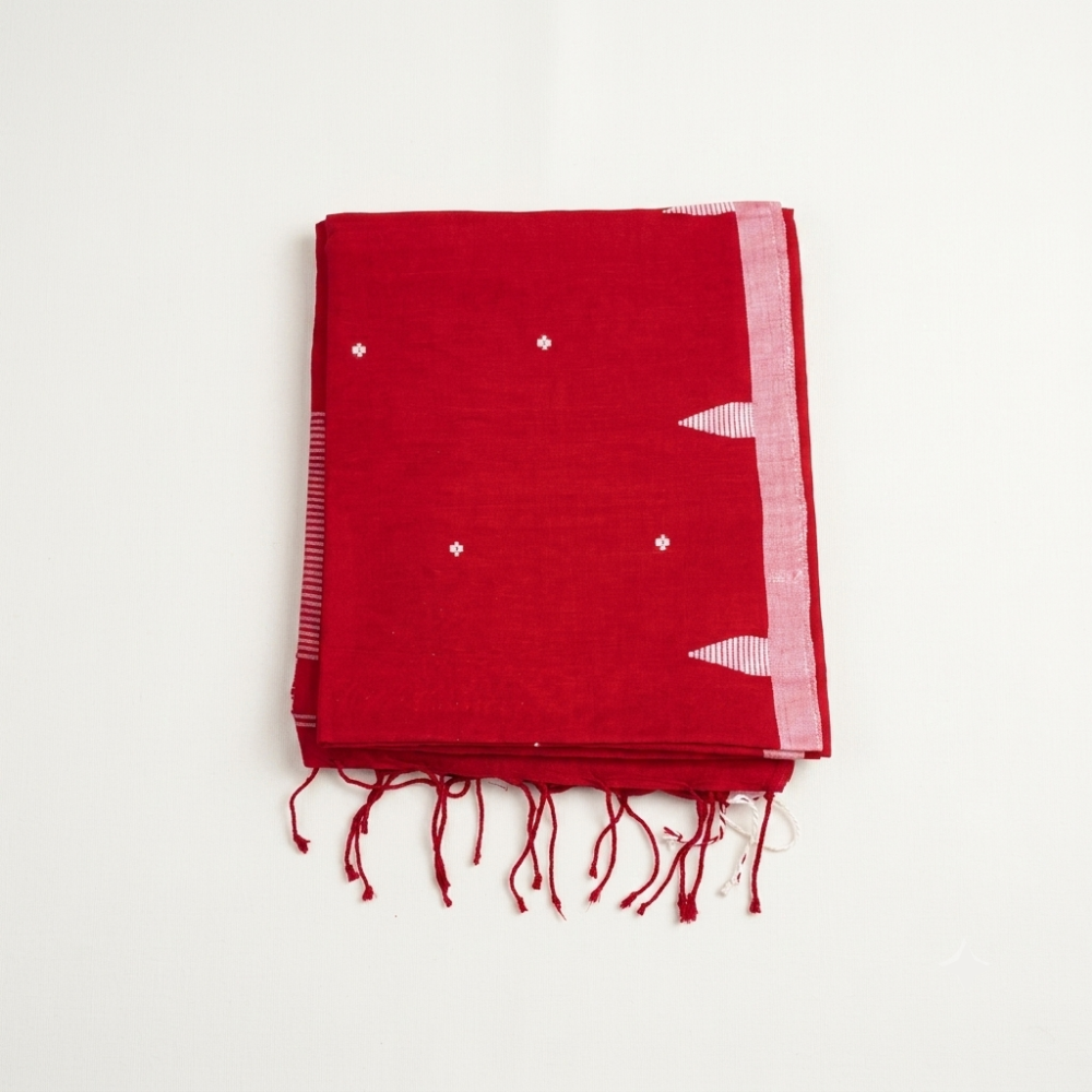 Mul Cotton Saree – Red color