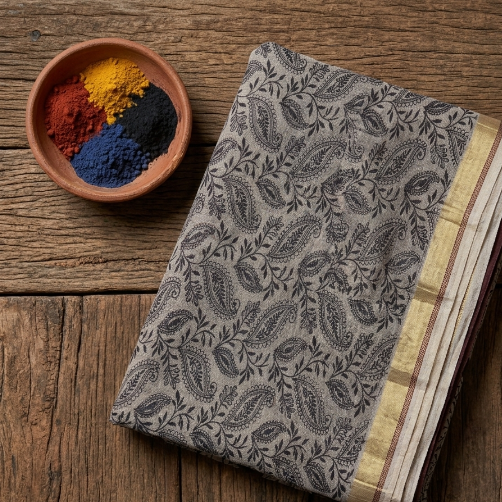 Red Kota Cotton Kalamkari Print Saree