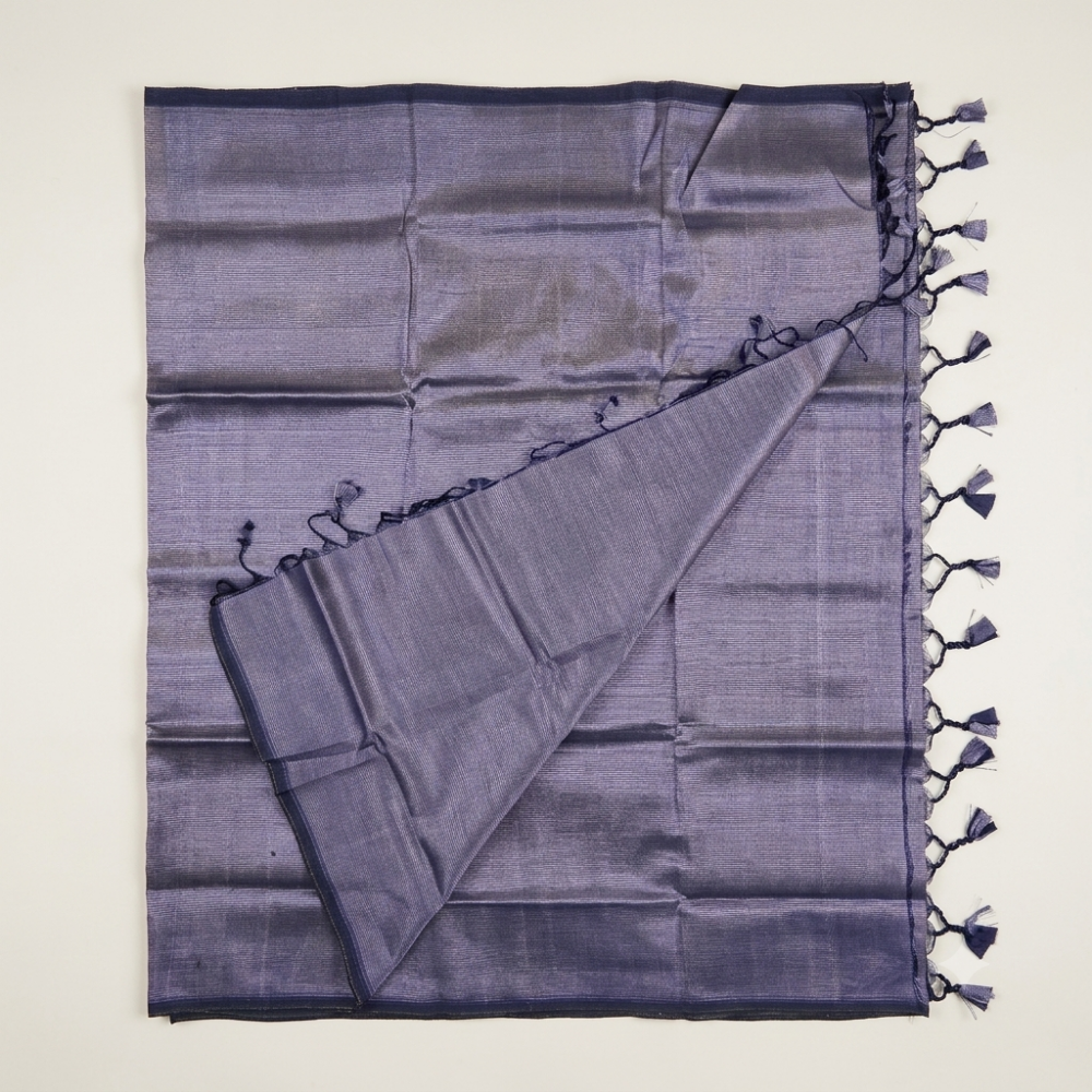 Deep Violet & Charcoal Grey Dual-Tone Mangalagiri Silk Cotton Saree