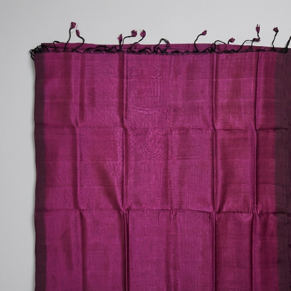 Deep Wine & Black Dual-Tone Mangalagiri Silk Cotton Saree