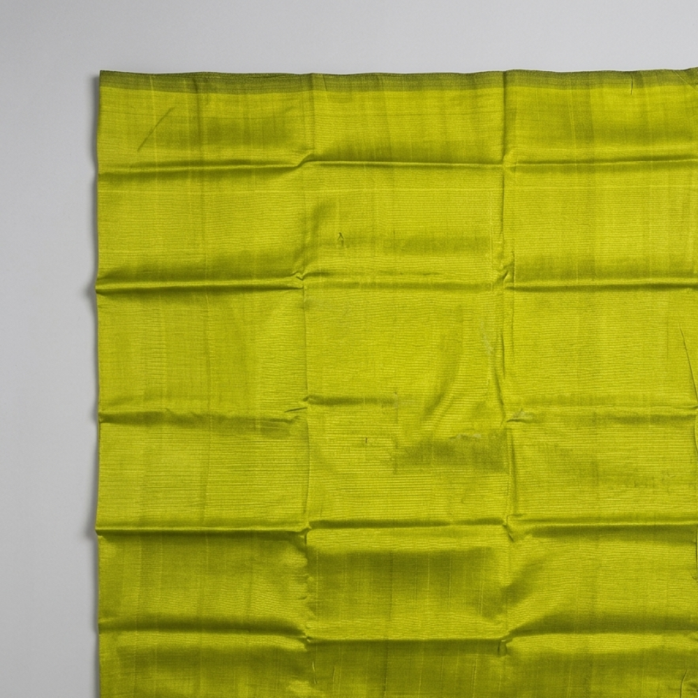 Lime Olive Green & Metallic Gold Dual-Tone Mangalagiri Silk Cotton Saree