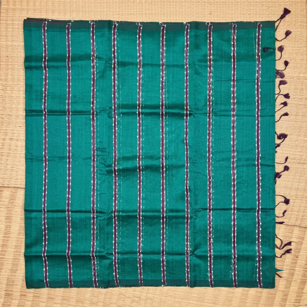 Teal Green & Deep Purple Handloom Handwoven Mangalagiri Silk Cotton Saree
