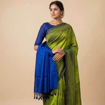 Olive Green Mangalgiri Silk Cotton Dual Colour Saree