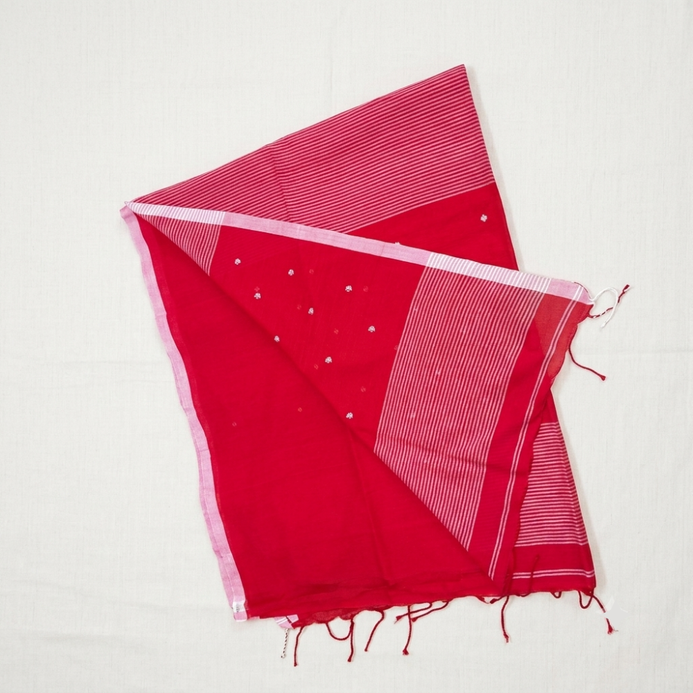 Mul Cotton Saree – Red color