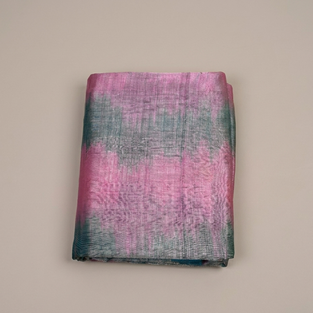 Teal blue & Soft Pink Dual-Tone Mangalagiri Silk Cotton Saree