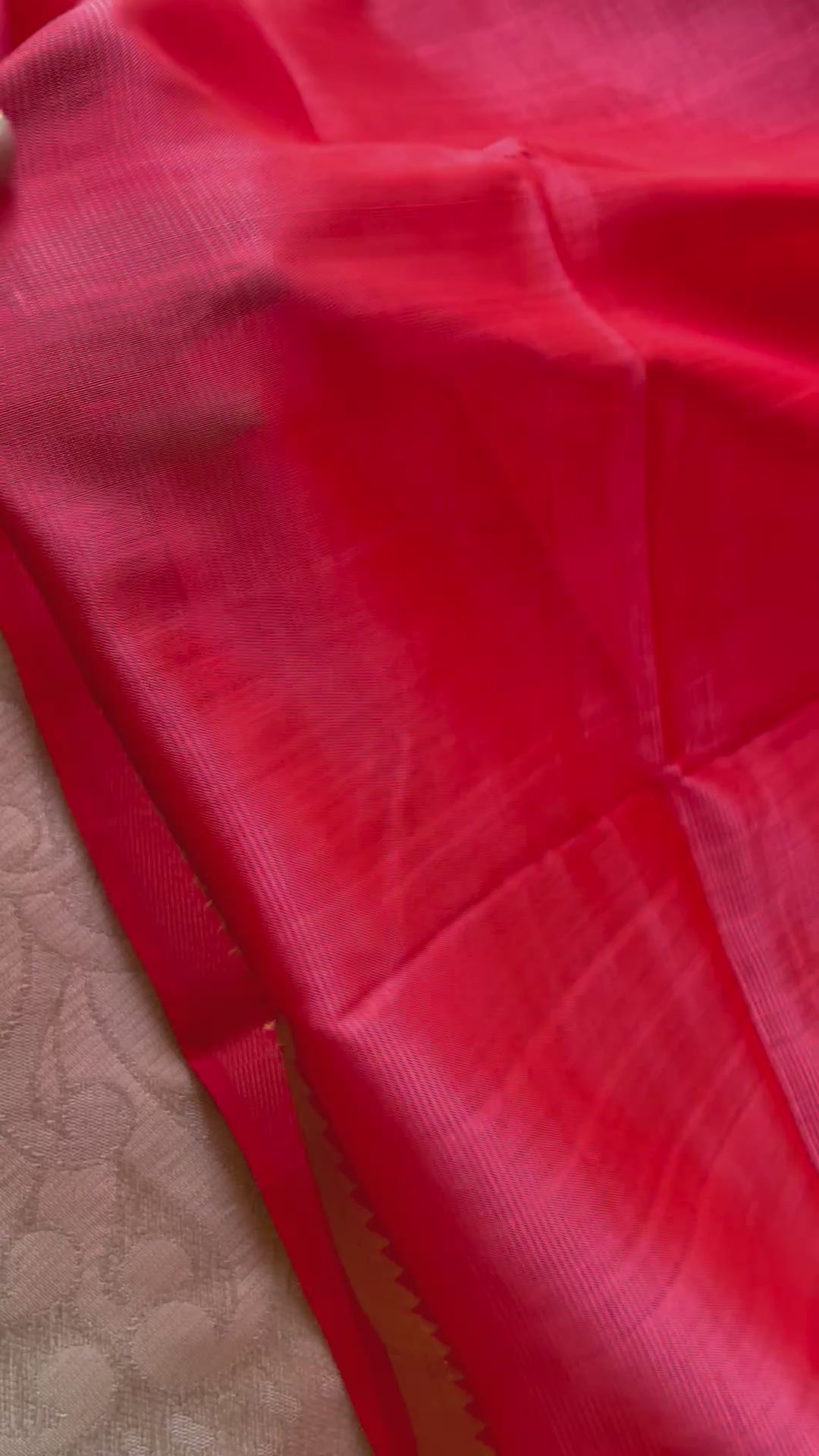Vibrant Red & Purple-Blue Handloom Mangalagiri Silk Cotton Saree with Golden Zari 50 Border