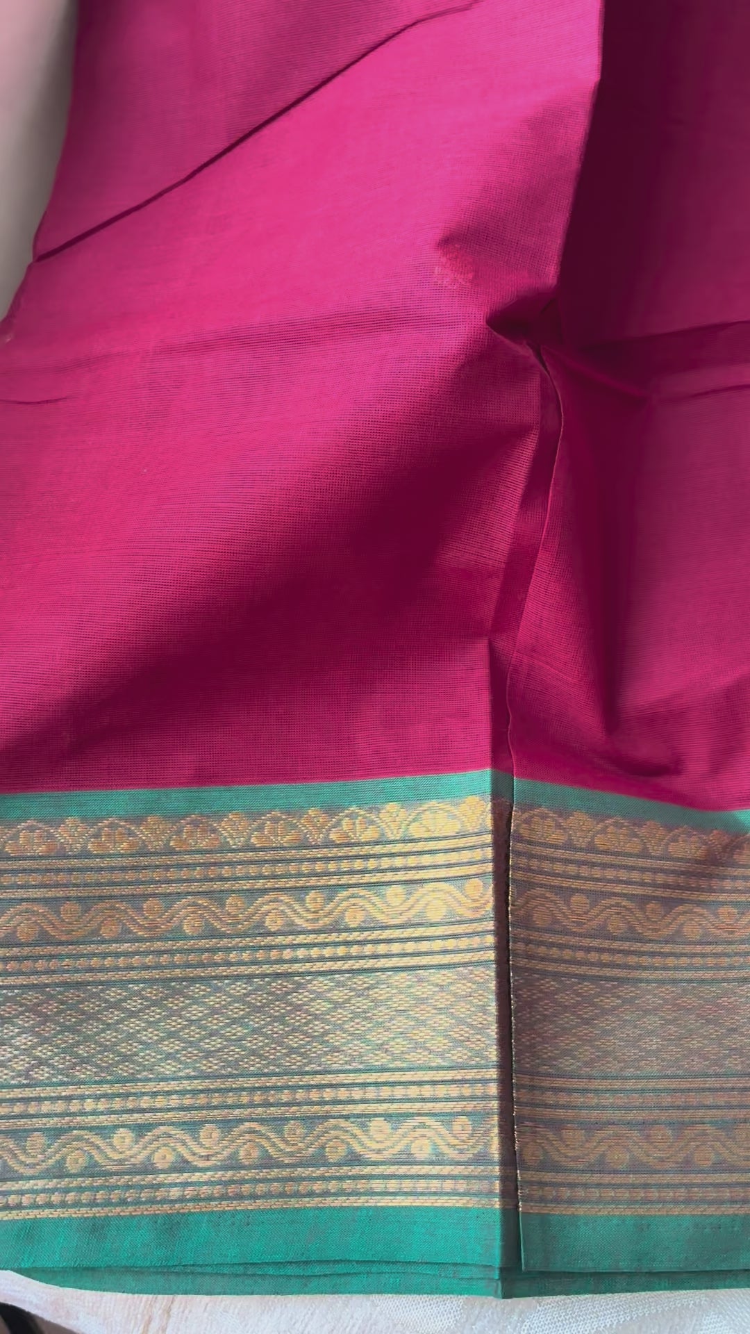 Classic Maroon Kanchi Cotton Saree with Antique Gold Zari Border